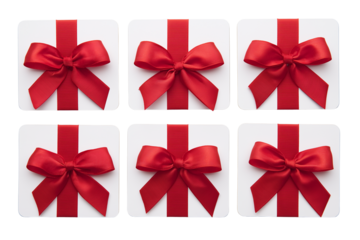 Gift cards with bows arranged neatly  isolated on transparent White background png