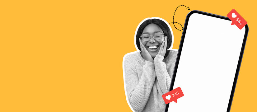 A person joyfully responds to social media notifications on their smartphone, surrounded by a vibrant yellow background that enhances the energetic atmosphere of the moment.