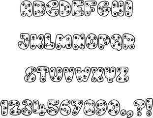 Puppy Paw Prints Animal sketch typography font lettering ABC cartoon vector text