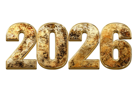 2026 year number in classic Roman numerals isolated on transparent White background png - Powered by Adobe