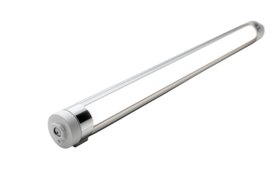 A sleek LED tube light, perfect for under-cabinet contemporary kitchens isolated on transparent White background png