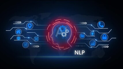 NLP Natural language processing AI Artificial intelligence. With Global social network connection concept showing digital data communication across the earth background - Powered by Adobe