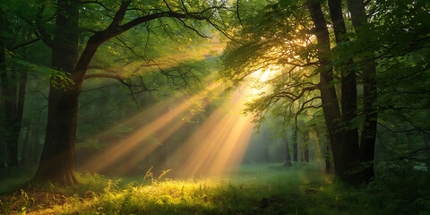 Naklejka premium Sunlight Through Forest Path