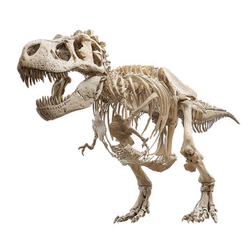 Tyrannosaurus Rex skeleton fossil isolated on transparent White background png