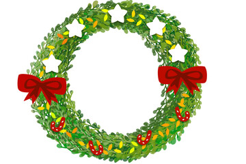 christmas wreath on white