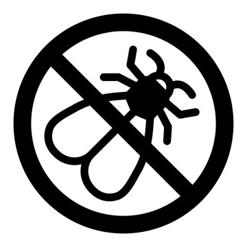 Midge ban solid icon, fly pest concept. Vector graphics. Prohibited item sign on white background, style icon mobile or web design.