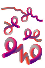 Collection of abstract gradient shapes on transparent background