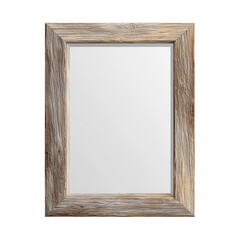 Fototapeta premium Wall-mounted mirror with a weathered wood frame, perfect for a rustic cottage entryway isolated on transparent White background png