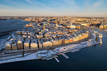 Beautiful unik aerial view of the Stockholm