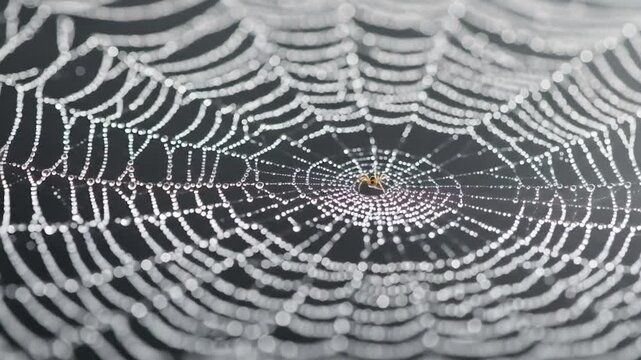 Dew-Kissed Spiderweb A Delicate Geometry in Nature's Design