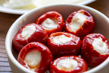 Close-Up of Cheese-Stuffed Peppers
