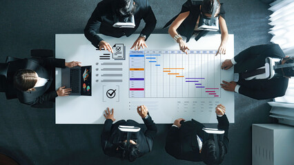 A project management dashboard for business. The interface features a Gantt chart to visualize the project timeline, task scheduling, and overall progress for efficient workflow. Fermion