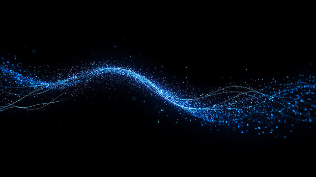 Abstract blue light trails flowing against black background creating dynamic and modern effect suitable for technological concepts