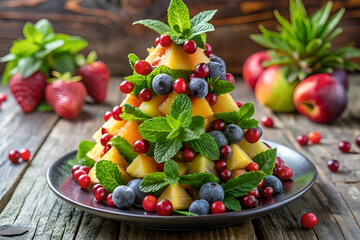 Creative Edible Fruit Christmas Tree Display