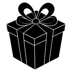 Illustration of a wrapped gift with a ribbon bow on transparent background