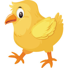 Cute Yellow Chick Walking With Transparent Background Isolated On White