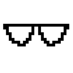 pixel sunglasses icon illustration with flat style design. Application, web, social media, sticker, banner, poster, lego. © Erlin