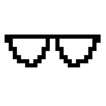 pixel sunglasses icon illustration with flat style design. Application, web, social media, sticker, banner, poster, plastic building bricks.
