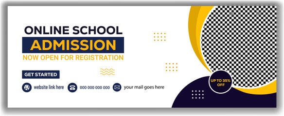 Online school admission banner template for e-learning registration and virtual education promotion