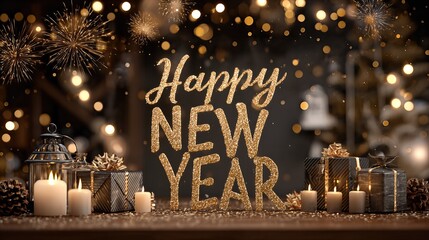 Celebrate New Year With Elegant Decorations and Glowing Wishes for a Joyful Beginning Generative AI