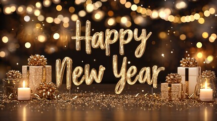 Celebrate New Year With Glowing Decorations and an Elegant Table Setting Generative AI