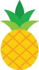 Pineapple Fruit Flat Vector Art Illustration Isolated on White Background