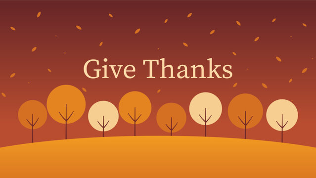 Give Thanks Autumn Greeting with Falling Leaves - Powered by Adobe