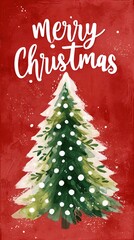 Festive Hand-Painted Christmas Tree Design With Whimsical Brush Strokes Generative AI