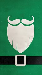 Creative Santa Claus Waist Logo With White Beard and Black Sash on Green Background Generative AI