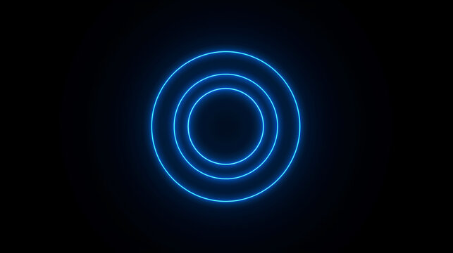 Hypnotic Blue Concentric Circles on Black Background Modern and Futuristic Design Element