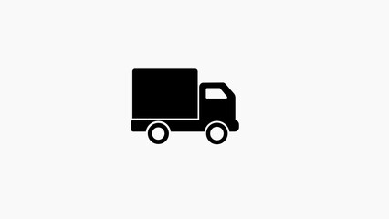 Black delivery truck icon on white background cargo transportation