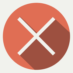 Fototapeta premium Cross mark in red circle against a clean background, cross mark representing cancellation. Clean white cross mark over red circle symbolizes denial, creating negative space for emphasis,