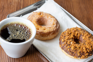 Close-Up of Donuts with a Shot of Espresso