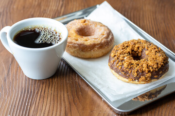 Close-Up of Donuts with a Shot of Espresso