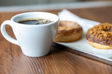Close-Up of Donuts with a Shot of Espresso