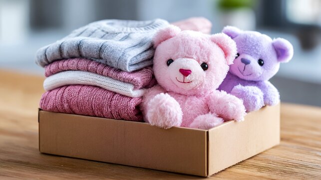 Clothes and stuffed animals donation box for those in need