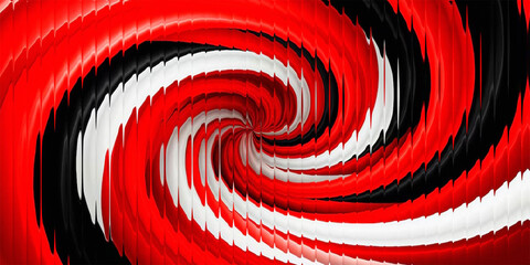Abstract swirl with red white and black color twisted stripes art
