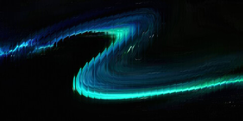 Abstract shapes background with flowing curved texture in blue green
