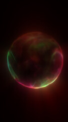 Abstract dark sphere surrounded by colorful glowing mist, symbolizing mystery and cosmic energy