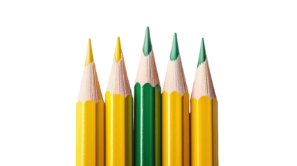 Yellow and Green Colored Pencils on Transparent Background