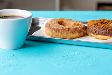 Close-Up of Donuts with a Shot of Espresso