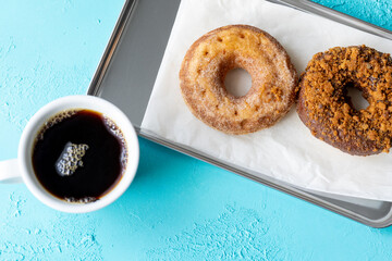 Close-Up of Donuts with a Shot of Espresso
