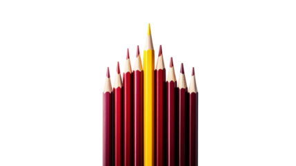 Colored pencils arranged on a transparent background