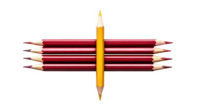 Yellow Pencil Among Red on Transparent Background - Powered by Adobe