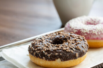 Close-Up of Donuts with a Shot of Espresso
