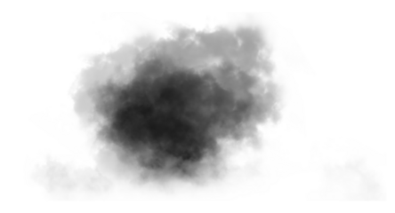 Dark smoke cloud texture isolated on white background, realistic black mist or fog effect for digital design, atmosphere overlay, or abstract dust and ink spread illustration.