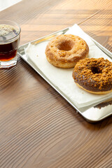 Close-Up of Donuts with a Shot of Espresso