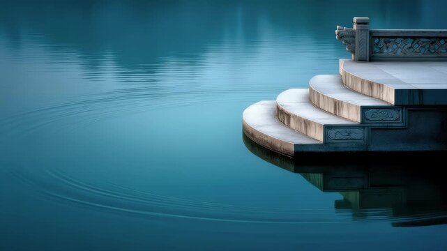 Tang Dynasty Style Lakeside Steps with Rippling Water