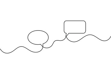 Speech bubble one line drawing minimalist style on white background vector illustration
