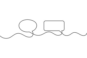 Speech bubble one line drawing minimalist style on white background vector illustration
